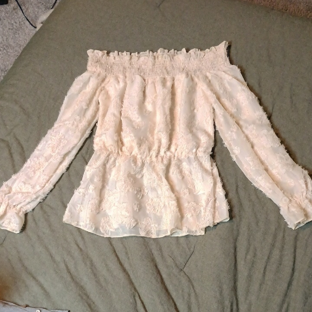 Elegant Cream Off-Shoulder Lace Top